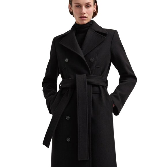 587. G. Label GWYN by Goop Emilia Black Cashmere Wool Full Coat $1195 NWOT Sz 4 - Picture 6 of 7